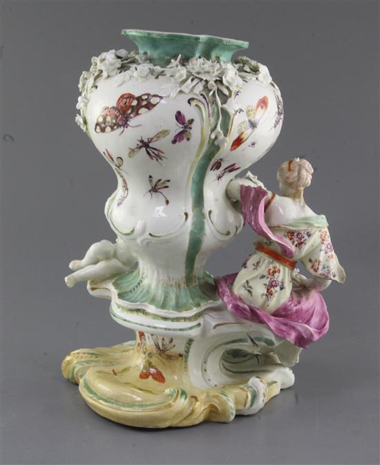 A rare large Derby Venus & Cupid rococo vase, c.1758, h. 31.5cm, restored